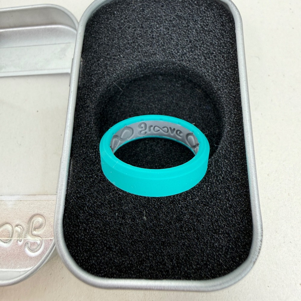 Groove‎ Ring Teal Silicone Comfort Fit Breathable Design Size 6.5